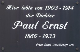 Gedenktafel für Paul Ernst / Am Horn 45-47