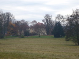 Blick durch den Park auf Schloß Tiefurt