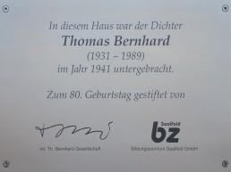 Gedenktafel für Thomas Bernhard