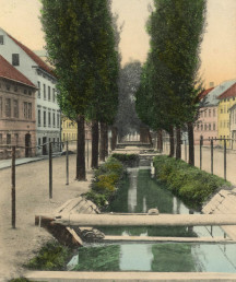 Neustadt an der Orla, Blick auf Orla und Gerbergasse um 1900
