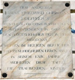 Gedenktafel für Josias Löffler an der Kirche "St. Michael"