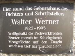 Gedenktafel mit Hinweis auf das Geburtshaus Walter Werners