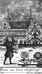 Johann Friedrich Treiber als Astronom vor dem Rathaus von Arnstadt