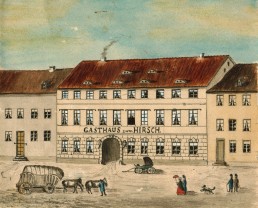 Historische Abbildung des Gasthauses »Zum Hirsch«