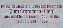 Tafel zu Gedenken an J. B. Trommsdorff an der Hauptpost, Erfurt